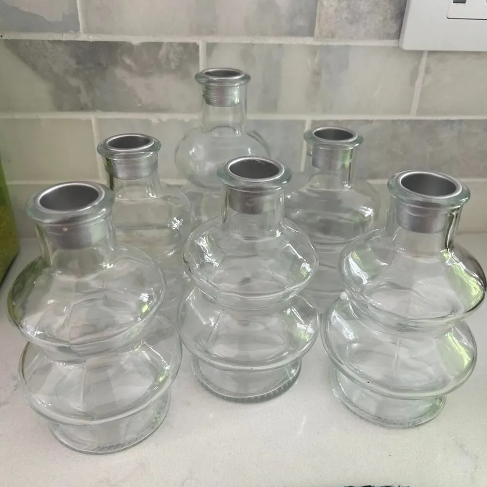 NWT Set of 6 Glass Bubble Candlestick Holders